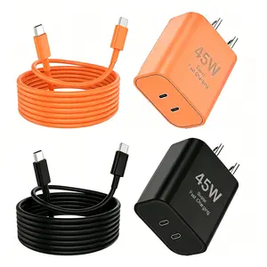 2-Port 45W Ultra-Fast Charging Type-C Charger, 45W USB-C Charger, compatible for Android phones, supports super fast charging for Samsung Galaxy S26 Ultra/S26+/S25/S24 Ultra/S23+/S22/S20/Note10+/Tab S9, includes a 6.6-foot Type-C cable