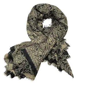 Soft and Warm 62x52 Inches Camel And Olive Patterned Scarf 60% Acrylic 40% Polyester Elegant Stylish Accessory for Everyday Wear