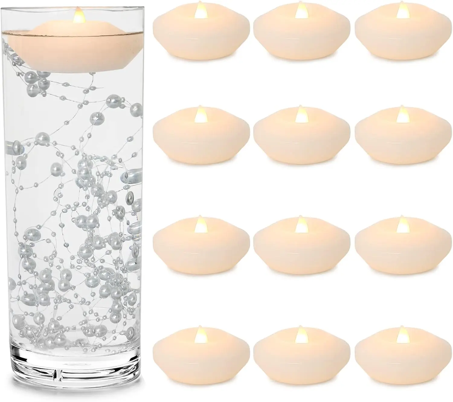 3 Inch Led Floating Candles - 12 count Flameless Water Activated Floating  Lights  Floating Tealight  Operated for Centerpieces Cylinder Vases Wedding Party Decorations