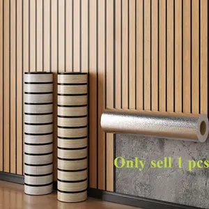 1 roll of self-adhesive wood grain wall panel stickers, 3D wallpaper with striped pattern, thickened wallpaper, easy DIY suitable for various indoor settings, cuttable, home decoration, peel and stick, Wall Panels Roll