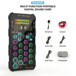 Hosabely SK9  Portable Voicechanger Soundcard Compatible with Cell Phone PC Laptop Tablet Audio Interface for Live Mic & Synth Effects