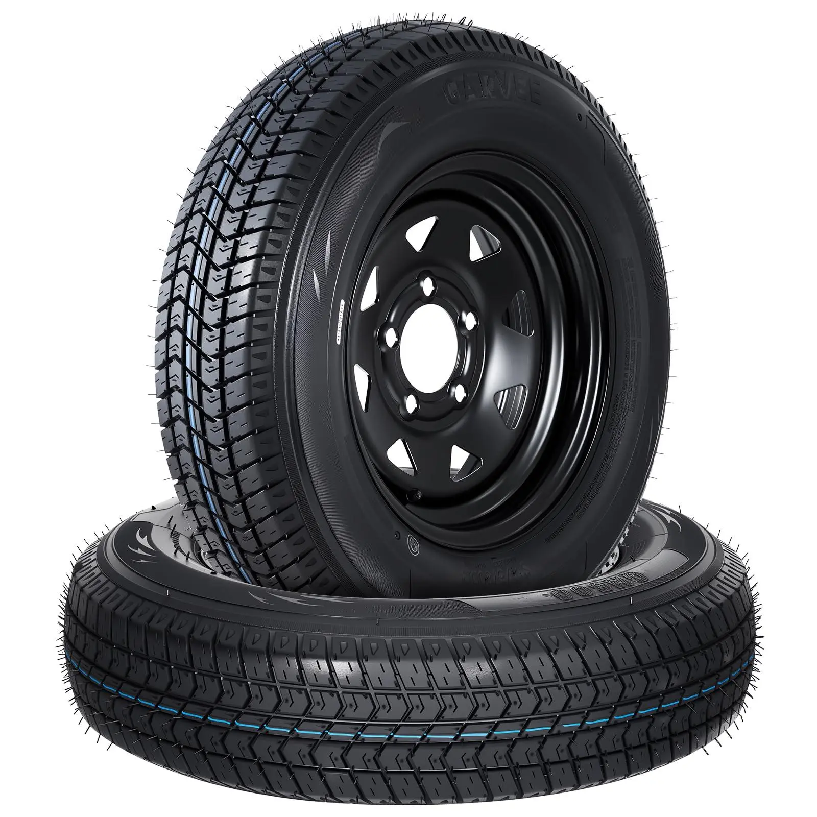 2 Pack ST175/80D13 Trailer Tires with Rim, 6-Ply, 1360 LBS Load, 5 Lug on 4.5 in Bolt Pattern, 13x4.5 in Steel Wheel, Heavy-Duty All-Weather Tires for Utility, Boat Trailers