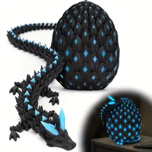 1set 3D Printed Dragon with Eggs Mystery Dragon Egg Glow in The Dark 3D Print Dinosaur Eggs Dinosaur Design for Home Decor Funny Gift Staute Statue