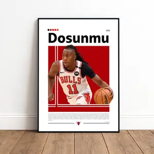 [Unframed] Ayo Dosunmu Poster Chicago Bulls Bulls Poster NBA Poster Basketball Poster Basketball Wall Art Boys Decor Sports NBA