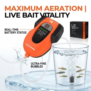 KastKing Li3 Live Bait Aerator – Rechargeable Oxygen Pump with LCD Display, Long Battery Life & Large Air Stone for Fish Buckets SummerVibes