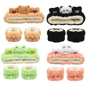 Cute Cartoon Design Hair Band & Wristband Set, 3pcs/set Soft Makeup Headbands & Wristbands, Heatless Styling Tool for Home, Outdoor Makeup