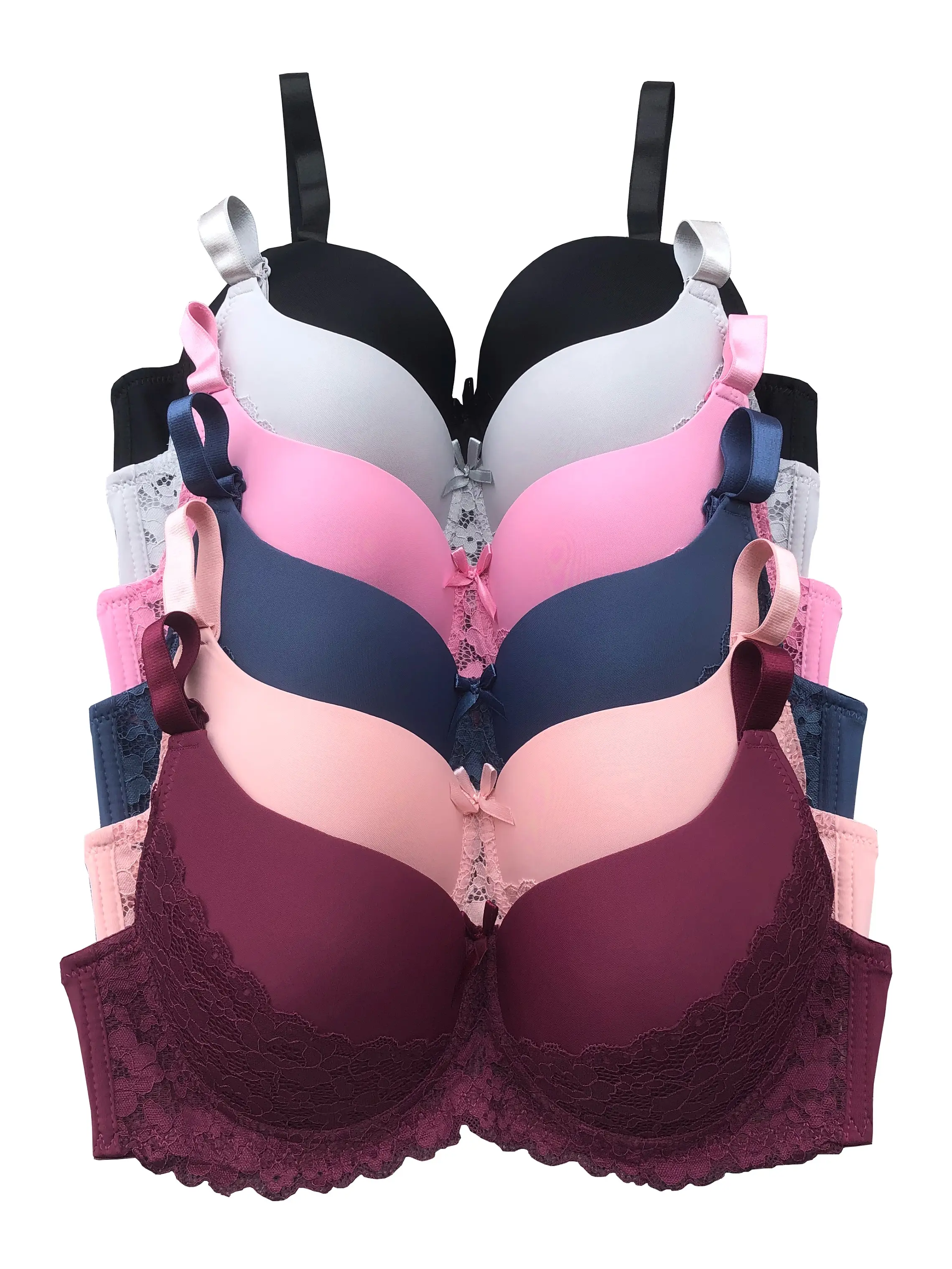 Women's Everyday T-Shirt Bras 6 Pack Underwire Full Coverage Bra with Lace
