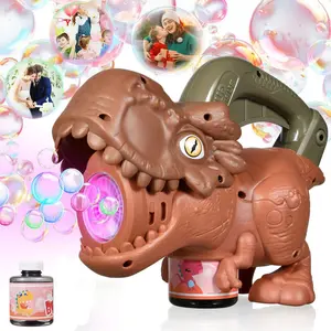 Dinosaur Bubble Machine for Kids, Automatic Bubble Blower with Colorful Lights, Handheld Outdoor Summer Bubble Toy for Boys Girls Ages 3–8 Birthday Party Gift outdoorfun