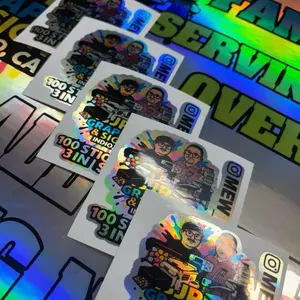 (2in size) Custom Holographic Logo Stickers, Waterproof Vinyl Kiss Cut Decals, Bulk Business Branding Stickers, Personalized Custom Stickers STICKER SHEET ONLY!