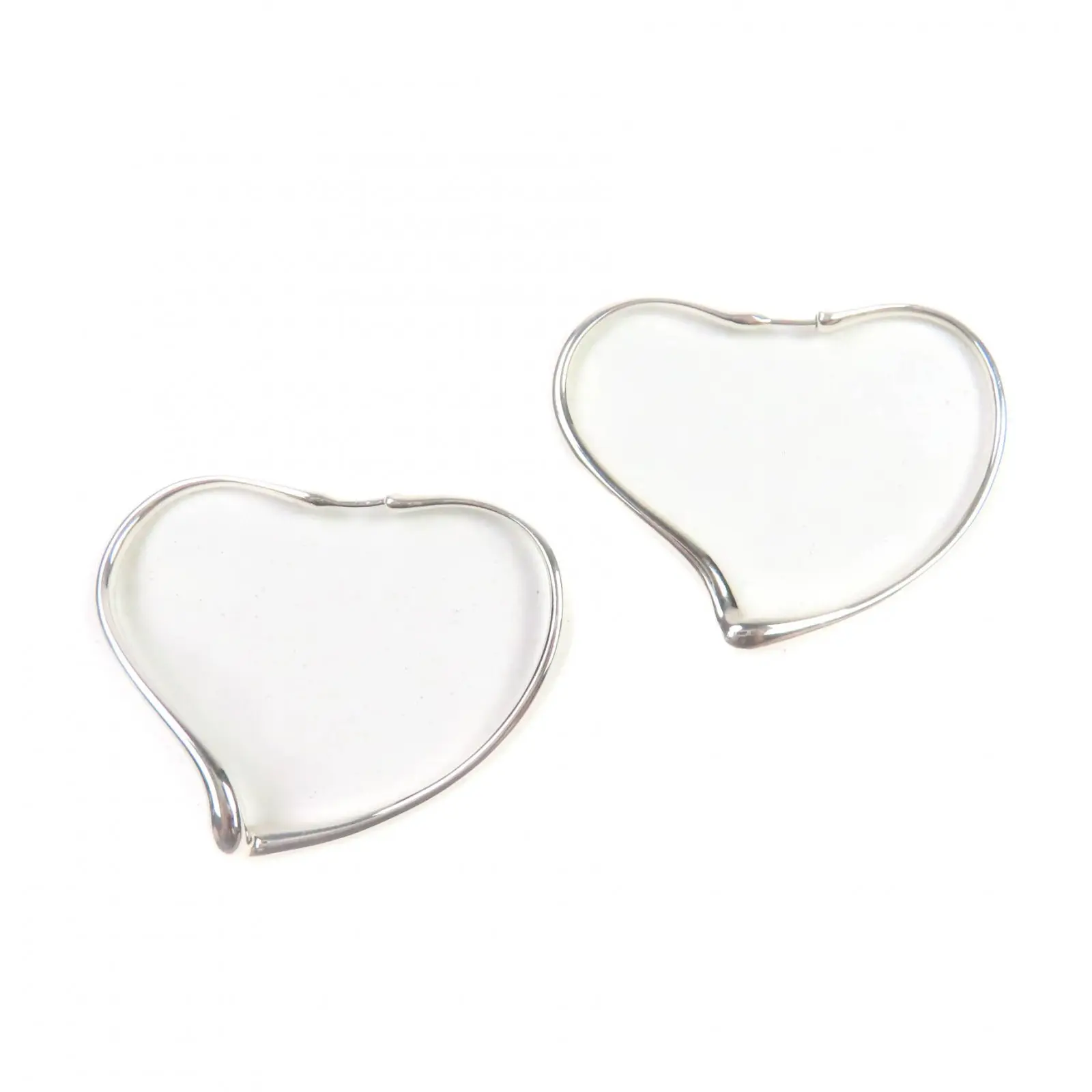Pre-owned Tiffany & Co. Sterling Silver 925 (Ag925) Small Leather Goods Tiffany&Co. Open Heart Silver 925 Earrings