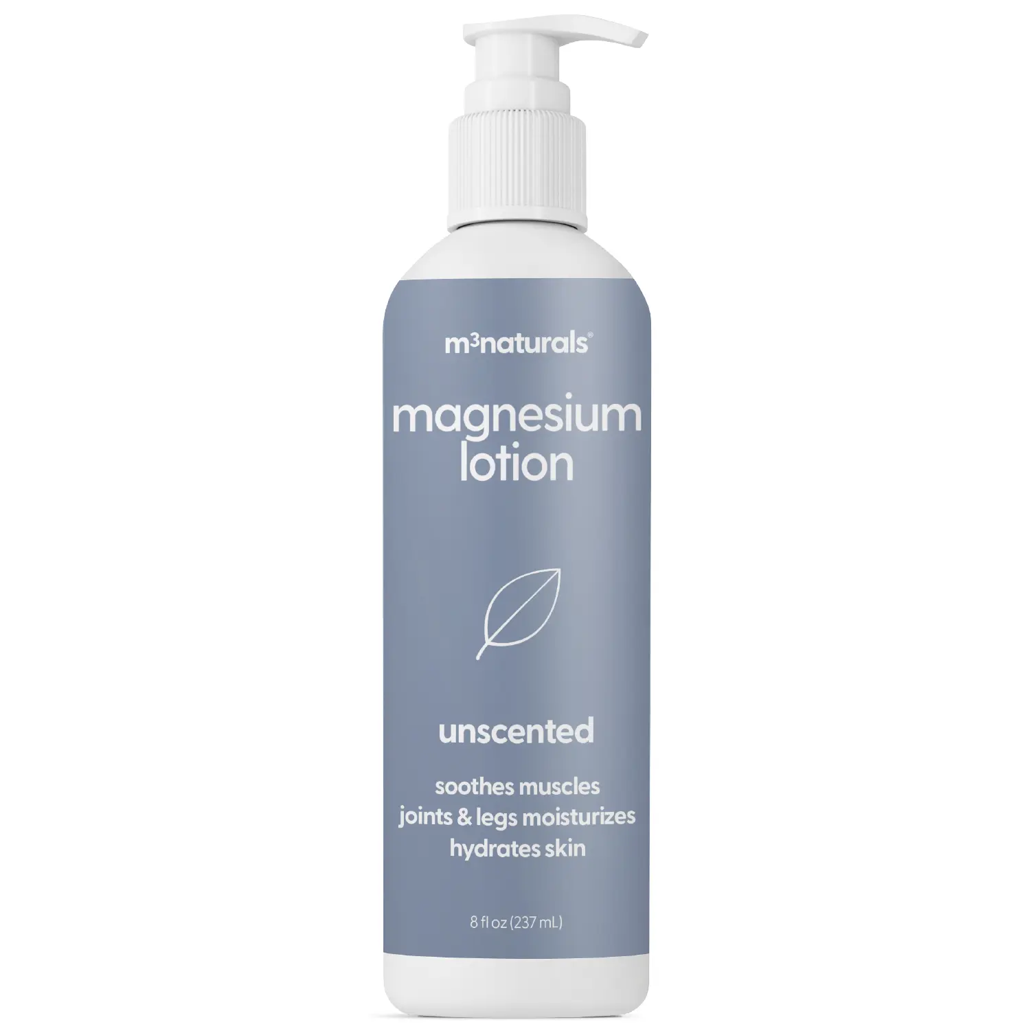 Unscented Magnesium Lotion for Sleep & Leg Cramps, Suitable for Sensitive Skin, Helps with Muscle Relaxation, Soothes Tired Legs & Foot Aches and Supports Restful Nights, 8 fl oz by M3