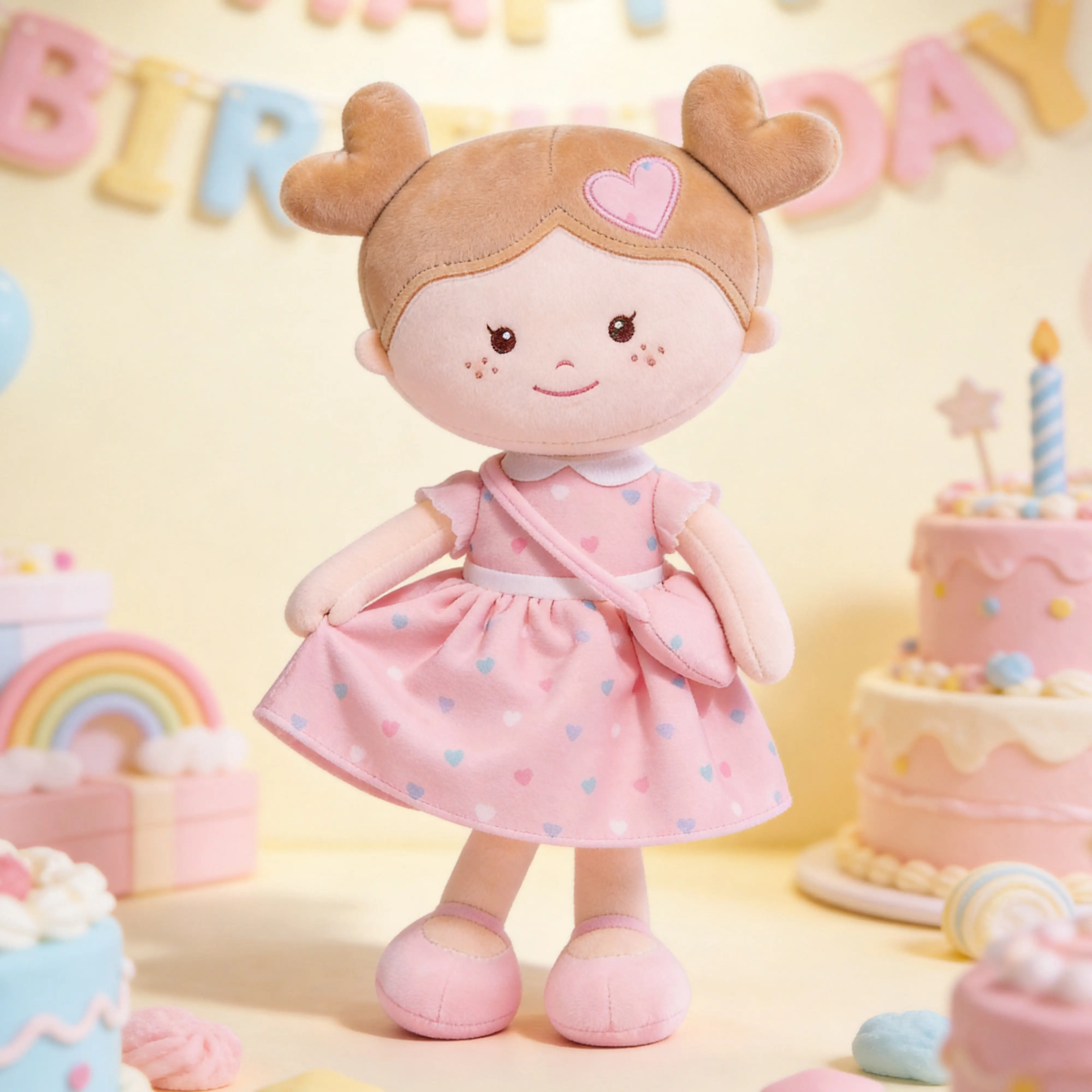 Onetoo Baby Girl Doll 1st Birthday Gift Baby Shower Gift Idea Soft Cuddly Plush Toy First Birthday Surprise Toddler Girl Gift Christmas Present Nursery Room Decor Cute Collectible Rag Doll