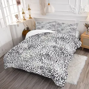 2/3Pcs Modern Black and White Leopard Print Comforter Set, Minimalist Bedding Set, Soft, Multiple Sizes, Suitable for Women, Adults and Family Room Decor