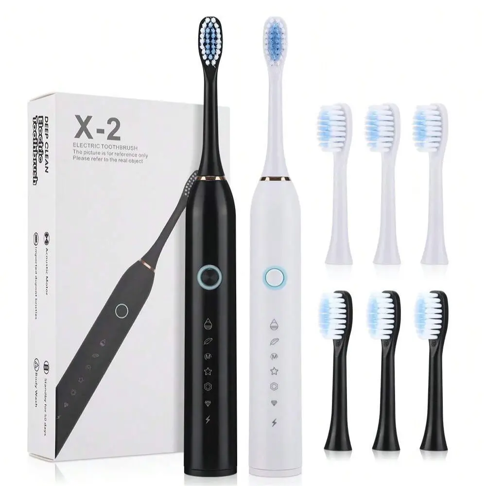 Electric Toothbrush, 1 Box Rechargeable Sonic Teeth-Cleaning Toothbrush with Brush Heads, Rechargeable Electronic Toothbrushes, Intelligent Deep-Cleaning Toothbrush for Adults, Teeth Cleaning Tool, Tooth Cleaner