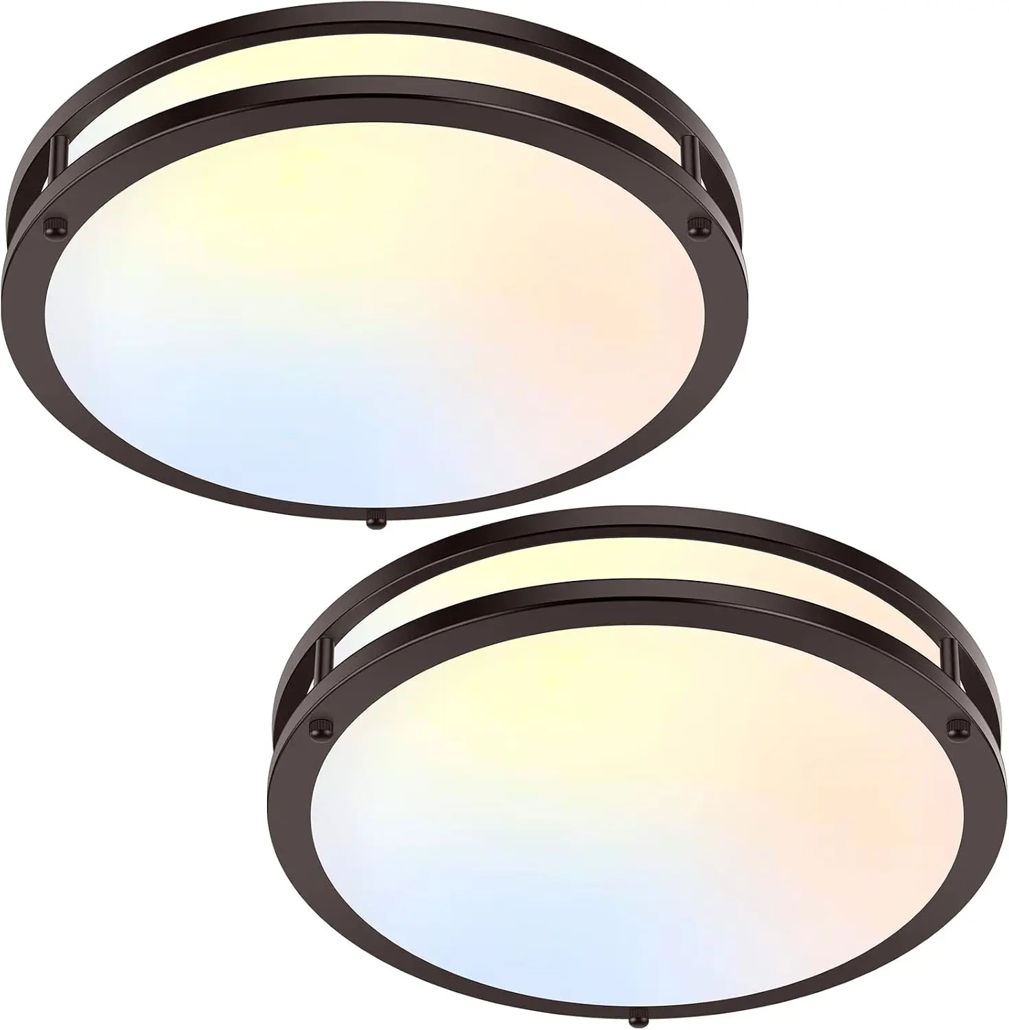 2-Pack 12 in Oil-Rubbed Bronze Flush Mount LED Ceiling Lights, Adjustable Color Temperature for Kitchen, Bedroom