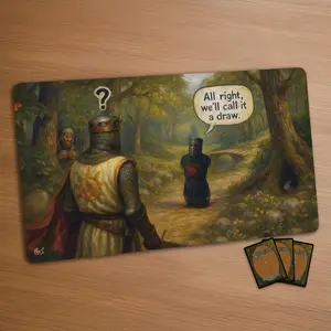 Funny MTG Playmat - Monty Python Black Knight | Stitched Edges Extra Thick
