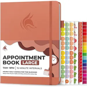 Appointment Book - Hourly Schedule Planner with 15-Minute Increments - Time Box Planner for Daily Work & To-Dos - Weekly & Monthly Spreads, Undated, Hardcover, 8.3x11? (Terracotta)