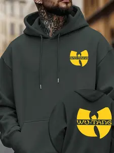 Men's Hoodie for Autumn and Winter, New Style, Creative Prints, Graphic Print Hoodie, Drawstring Pocket Design, Casual Sports Versatile Oversized Long-Sleeve Warm Pullover Hoodie, Multiple Color Options, Machine Washable, Everyday Wear