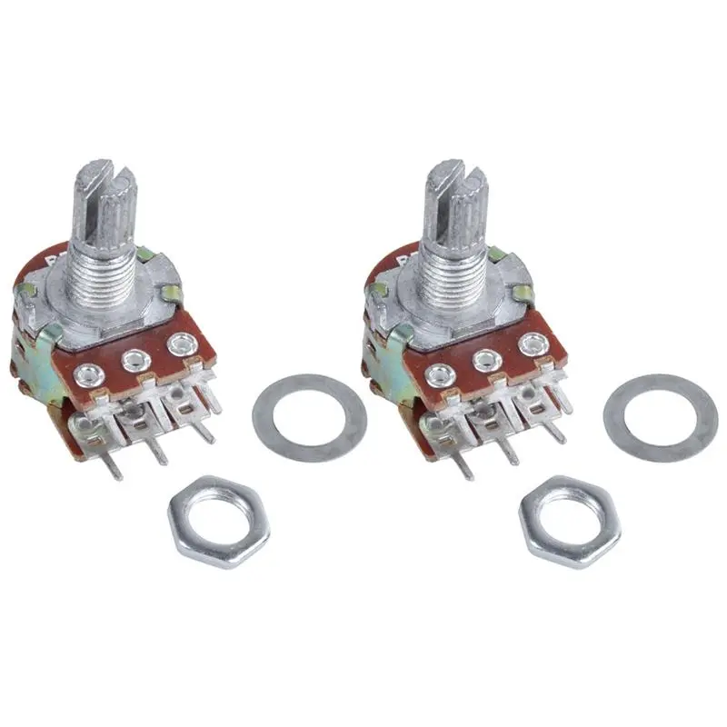 B50K Dual Potentiometers, 50K Ohm Six-Pin Variable Resistors for Electronics Repairs, 2 Pack