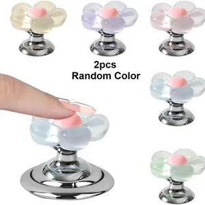 2 Floral Bathroom Buttons, Multi-Color Toilet Tank Switches, Easy Install, Durable Plastic, Valentine's Gift, Cartoon Design, Random Colors