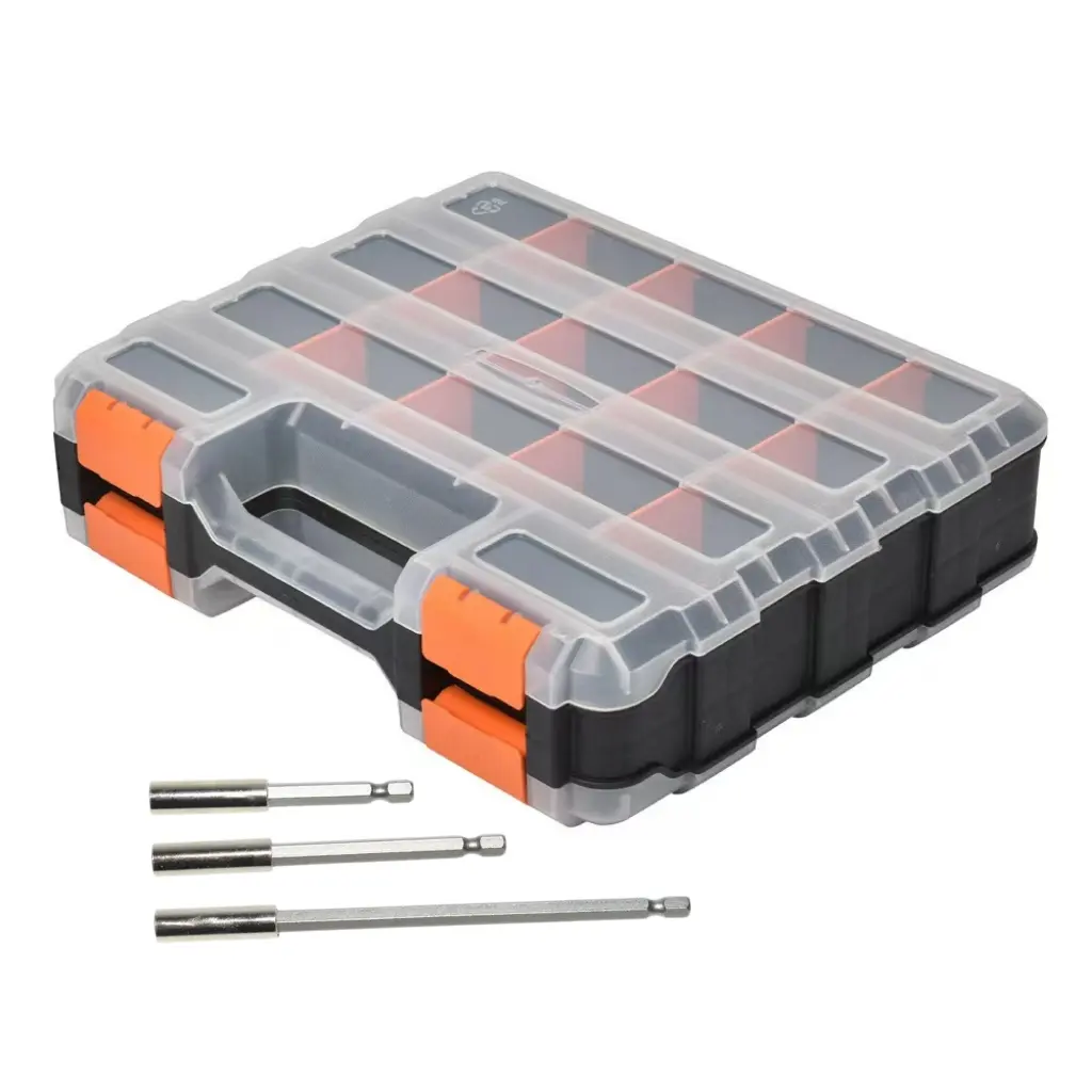Large Capacity Storage Box with Silver Color Handle, Thick PP Plastic Toy Organizer, Multi-Functional Tool and Lego Storage Solution