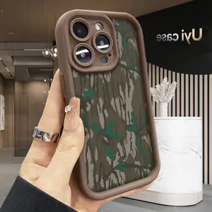 Camouflage Green Soft Case for iPhone 17/16/15/14/13/12/11 Pro Max Plus X XS Shockproof Non-Slip Military-Grade Protection Silicone Cover Precision Fit & Drop Protection