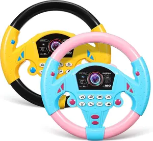 2pcs Kids Steering Wheel Toys, Simulated Driving Steering Wheel Toy, Musical Driving Controller Car for Travel Early Education Pretend Play