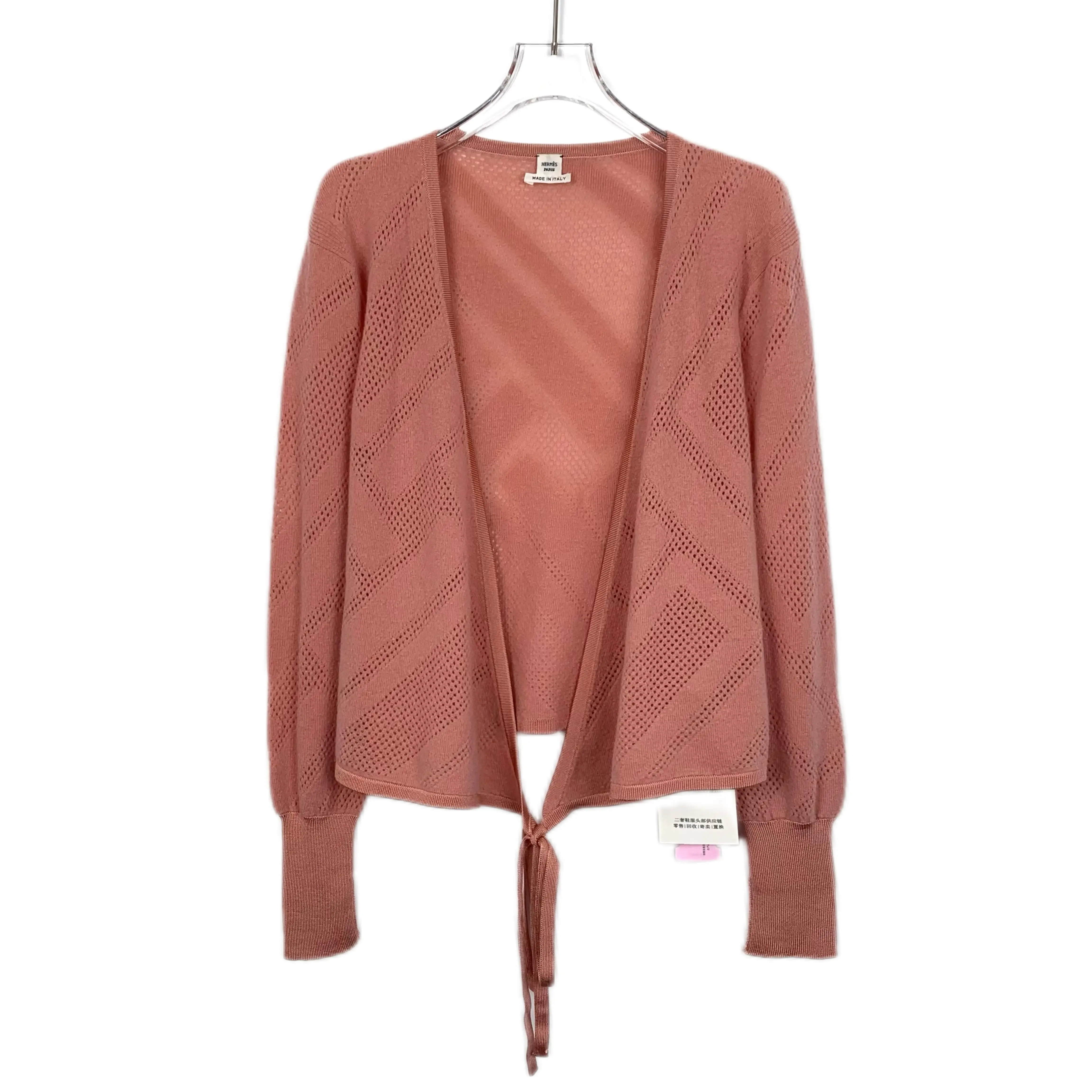 RDLT-Hermes Orange-Pink Lambswool Knit Cardigan-SIZE XXS