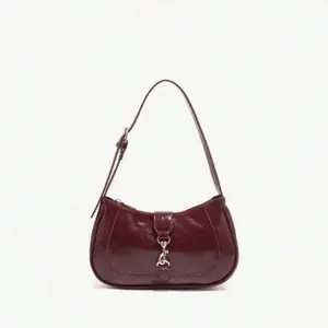 Retro Minimalist Hook Decor Handbag Adjustable Shoulder Strap Crescent Shape Crossbody Bag Woman Purse Shoulder Bag Suitable For Date, Outing, Party