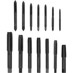 14 count Thread Tap Combination Set Nitriding Coated HSS Straight Flute Thread Screw Taps SAE Size Machine Drill Thread Tapping Tool 6-32NC to 1/2-13NC