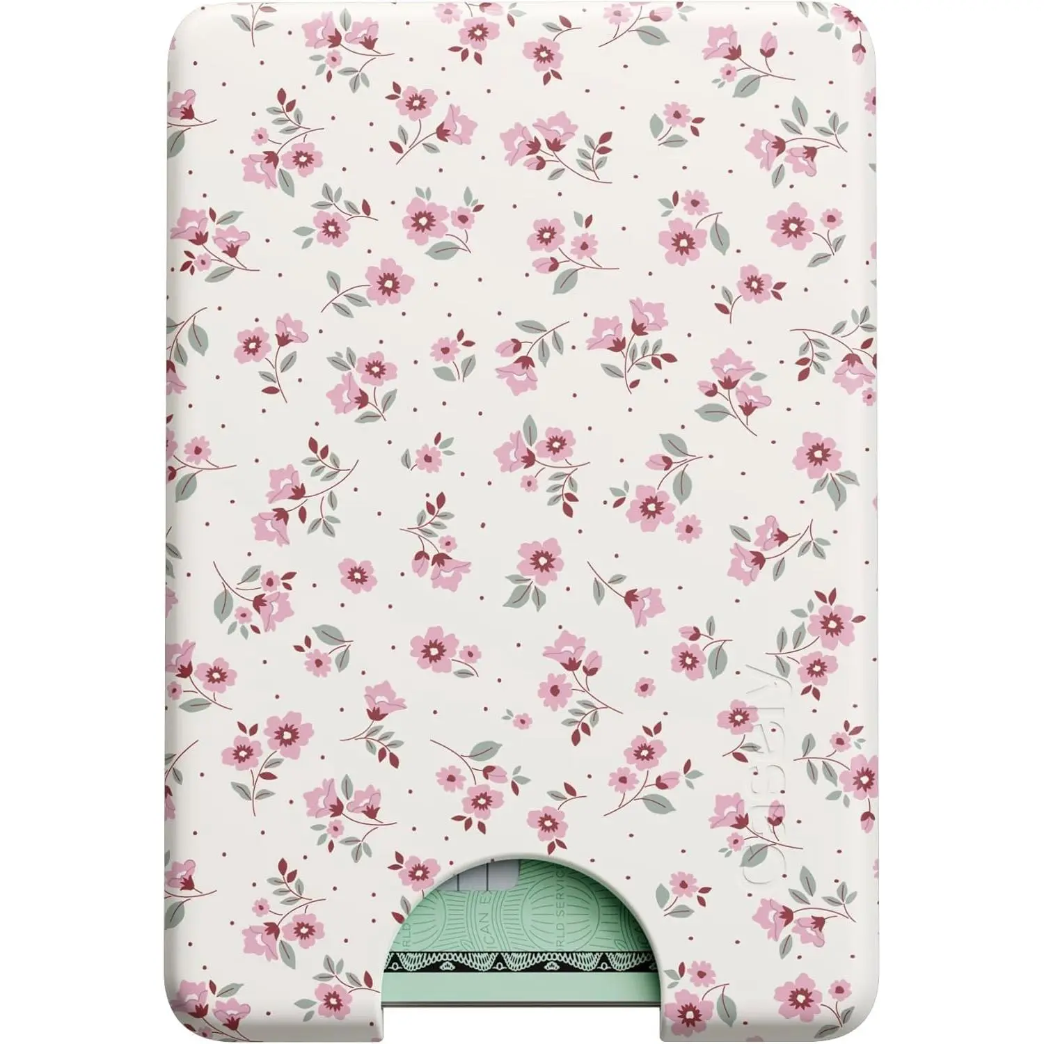 Casely MagWallet - Cottage Charm Cottagecore, Lightweight Everyday Carry Floral Print, Slim MagSafe-Compatible Soft-Touch Hard Silicone Card Holder with Bottom Cutout, 3 Card Slots, Magnetic