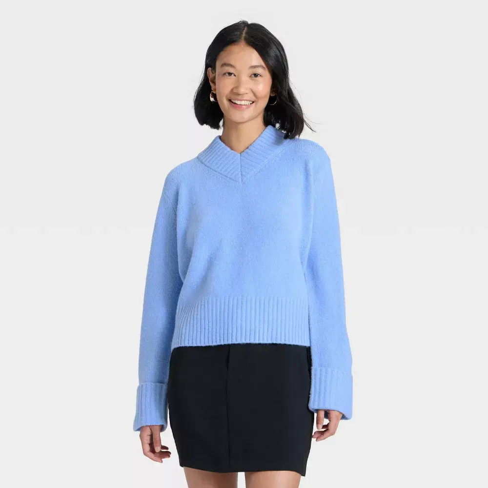 Women's Cozy Knit Boxy Pullover Sweater - A New Day