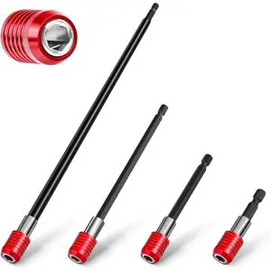 GJANSH Drill Bit Extension 2/4/6/12’’, Magnetic Bit Holder 4 Pcs, Drill Extension Bit Holder 1/4’’ Hex, Bit Holder for Impact Driver CR-V Steel Quick Release for Screwdriver Bit Nut Drill Socket,summervibes