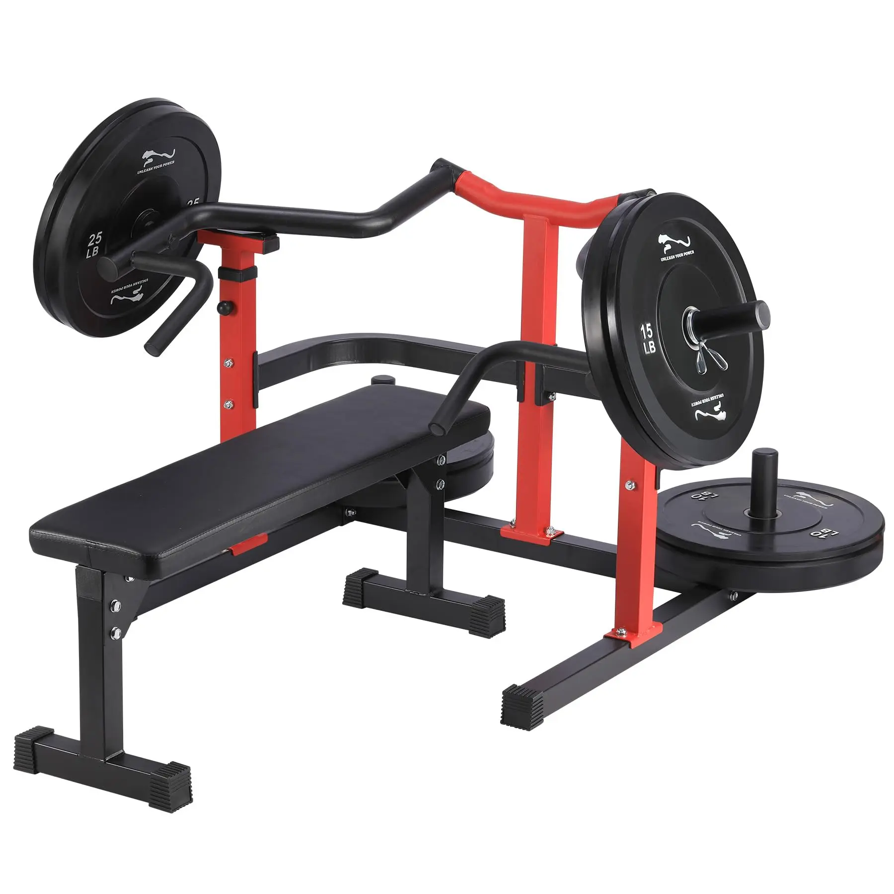 GARVEE Chest Press Machine, 1050LBS Capacity, Independent Converging Arms, Weight Bench Press with Adjustable Flat Bench for Upper Body Workouts, Red