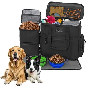 Wolt Pet Travel Bag Kit - Dog Food & Supplies Organizer, Airline Approved for Camping, Hiking, Weekend Away & Dog Travel, Black Color travel accessories