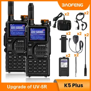 1/2PCS BAOFENG K5PLUS 10W Tri Band Ham Radio Handheld, Walkie Talkies Long Range High Power Two Way Radios with NOAA Weather Receiver Wireless Copy Frequency USB C Chargeing 999CH Rechargeable 2500mAh Battery Audio