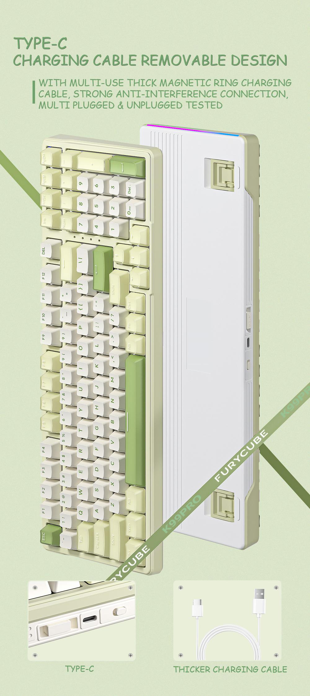 FURYCUBE K99 Pro Wireless Creamy Mechanical Keyboard Bluetooth 2.4G Tri-Mode Side Engraved Gaming For Laptop Computer 99 Keys RGB PBT Keycaps 3/5 Pin Hot key cappuller Custom RGB Mini Gaming Keyboard keyboard Gifts FURYCUBE K99 Pro Wireless Creamy Mechanical Keyboard Bluetooth 2.4G Tri-Mode Side Engraved Gaming For Laptop Computer 99 Keys RGB PBT Keycaps 3/5 Pin Hot key cappuller Custom RGB Mini Gaming Keyboard keyboard Gifts