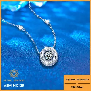 [ASM-NC129] Moissanite Mobius heartbeat Necklace 925 sterling Silver pendant fine jewelry necklacce moissanite necklace