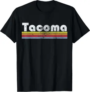 Tacoma WA Retro Vintage Pride City 70s 80s Men Women Gift Casual Short Sleeve Cotton T-Shirt