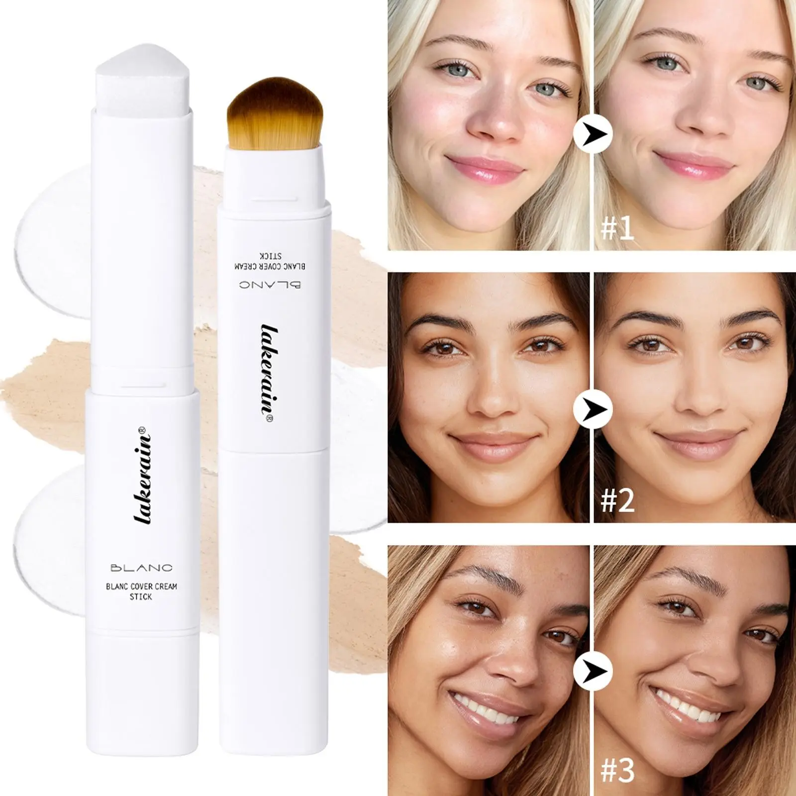Lakerain Blanc Cover Cream Stick, Concealer Cream, Concealer Makeup, Dual-Ended Buildable Coverage, Creamy Blendable Formula, Smooth Application, Long-Lasting Look, Flawless Skin, Makeup Cosmetic Concealer