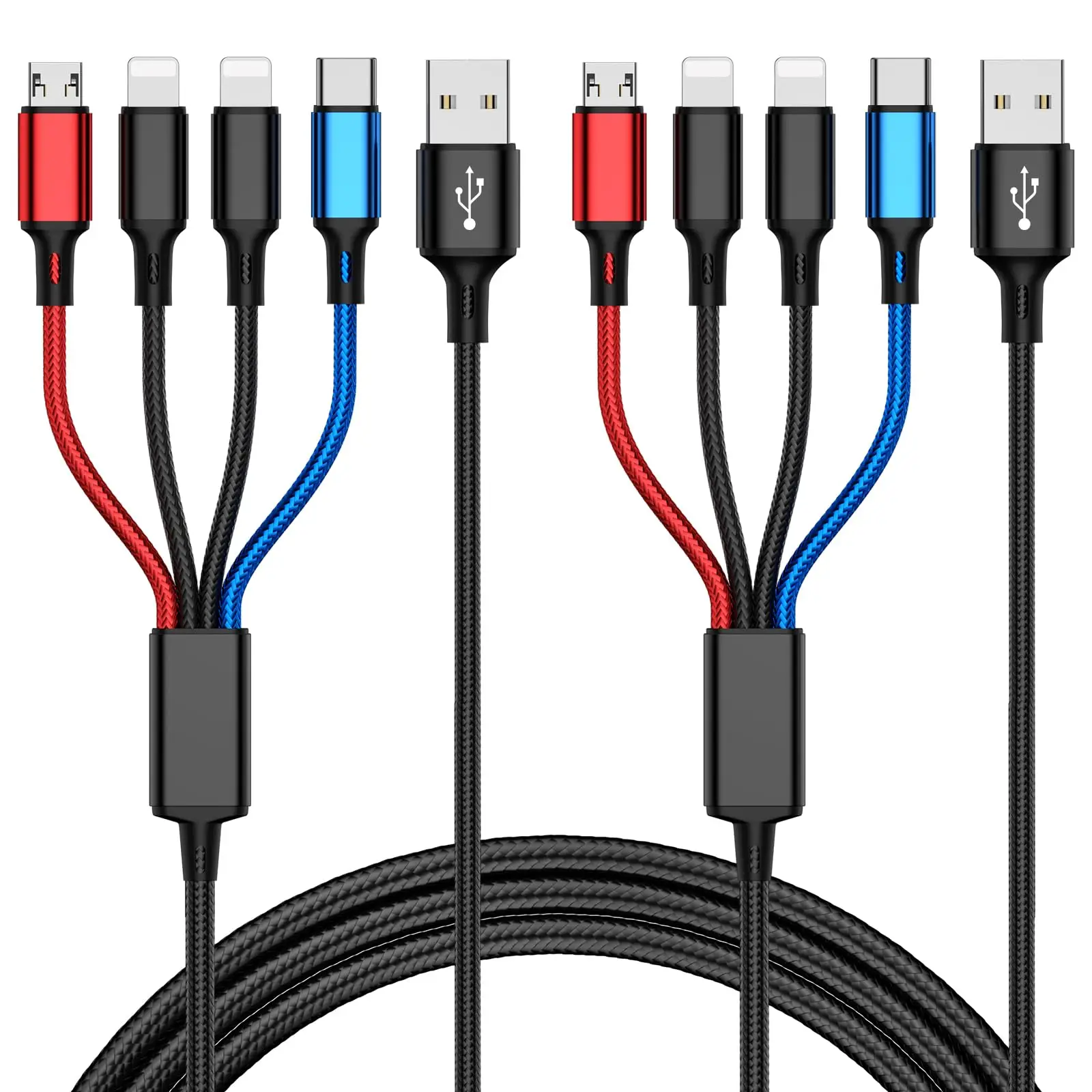 4 In 1 USB Charging Cable, Phone Charging Data Cable, Mobile Phone Charging Cable for Travel, Universal Phone Accessories for Samsung Galaxy iOS Andro