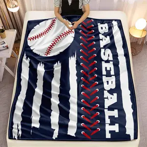 Baseball Flannel Blanket - Warm, cozy throw blanket, perfect for casual sports, napping, extended gaming sessions, home use, travel, camping warmth. Ideal Valentine's Day gift for your boyfriend or Christmas present