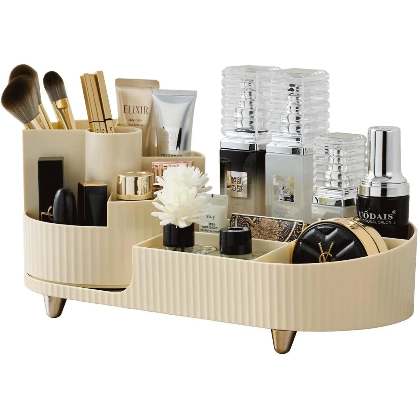 [New Deal] 360 Rotating Makeup Organizer - Large-Capacity Vanity Organizer, Stores Makeup Brushes and More, Keeps Countertop Clean and Tidy, Bathroom Storage, Boxes