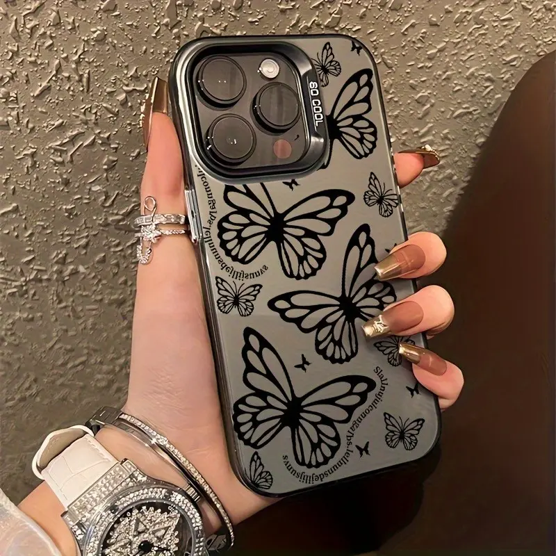 Full Screen Black Butterfly Phone Case for iPhone 7/ 8 Plus, XS/ XR/ XS Max, 11/ 11 Pro/ 11 Pro Max, 12/ 12 Pro/ 12 Pro Max, 13/ 13 Pro/ 13 Pro Max, 14/ 14 Plus/ 14 Pro/ 14 Pro Max, 15/ 15 Plus/ 15 Pro/ 15 Pro Max, iPhone Case Replacement, Mobile Phone Sh
