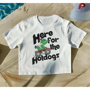 Philadelphia Baseball Phanatic Here for the Hotdogs T-shirt, Womens Crop Cropped Top