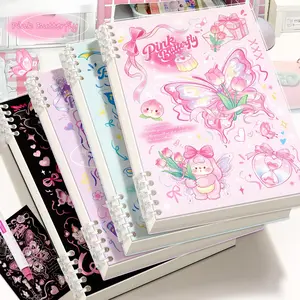 A high-quality loose-leaf notebook with a beautiful butterfly design, featuring cute pink, blue, green, and black butterfly covers, thick pages to prevent inkpage, suitable for detailed notes, schoolwork, and personal diaries.