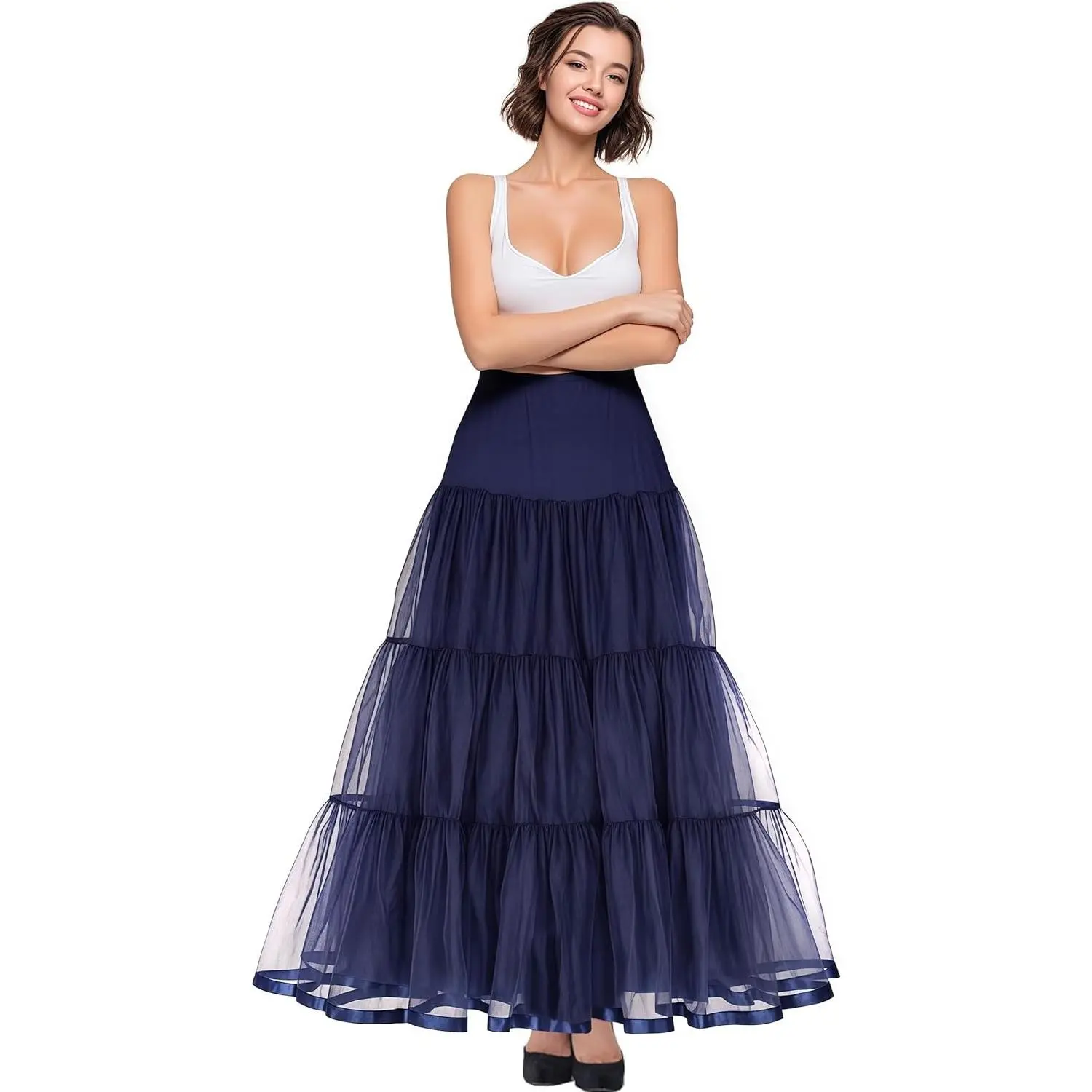 Women's Floor Length Wedding Petticoat Long Underskirt for Formal Dress S-3XL