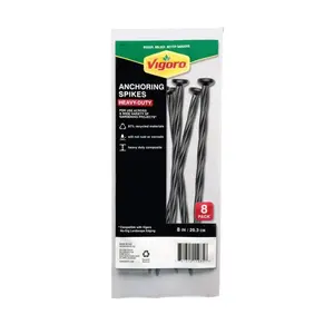 8 in. Black Plastic-Nylon Spiral Landscape Anchoring Spikes (8-Pack)