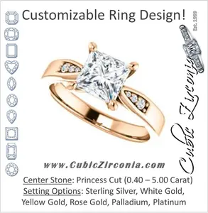 Cubic Zirconia Engagement Ring- The Ximena (Customizable Cathedral-Set Princess Cut 7-stone Design)
