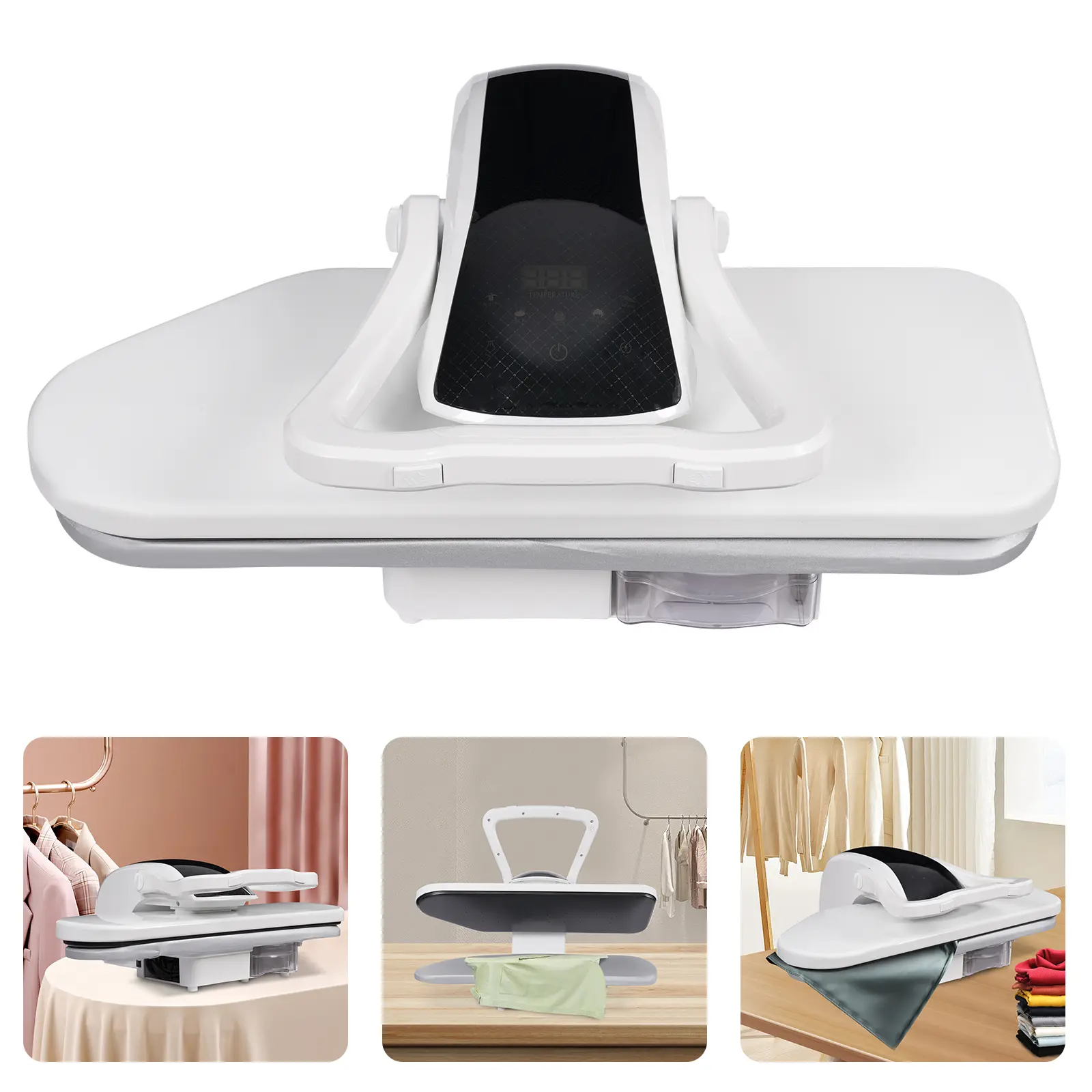 26in Intelligent Steam Press Iron, 110V Household Ironing Machine with Digital Control, Aluminum Base, Multiple Modes & Fabric Settings (White/Black), Ironing Machine Household,summerwins